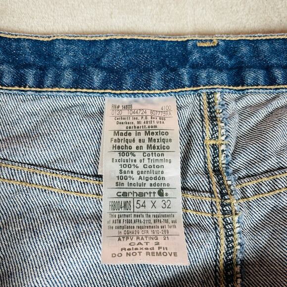 Carhartt Jeans Men 54x32 Cat 2 Relaxed Fit Welding Utility Flame Resistant Denim - Picture 6 of 10